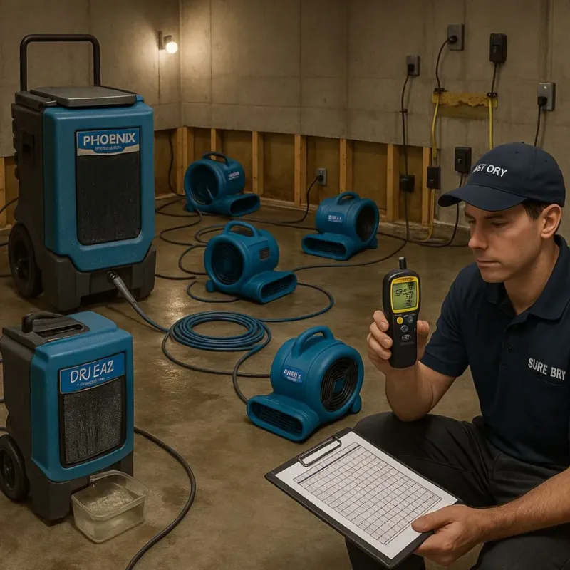 Structural Drying and Dehumidification process in Elgin, TX